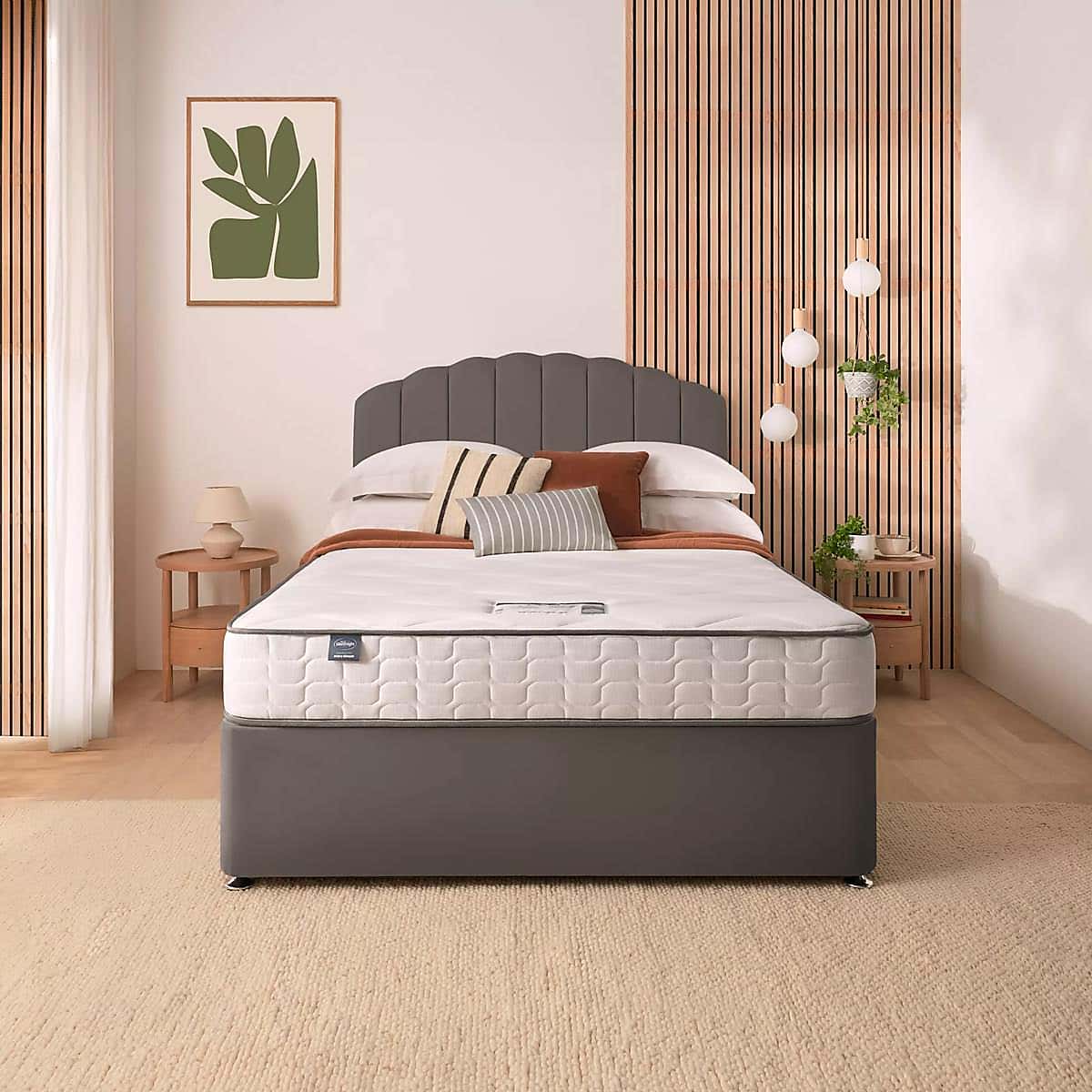 Silentnight 2 Drawer Divan Bed With Velvet Merlin Headboard