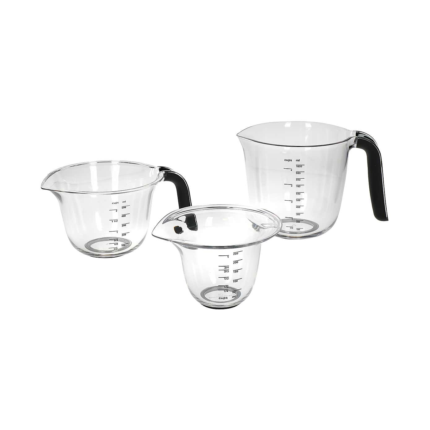 KitchenAid Set of 3 Black Measuring Jugs