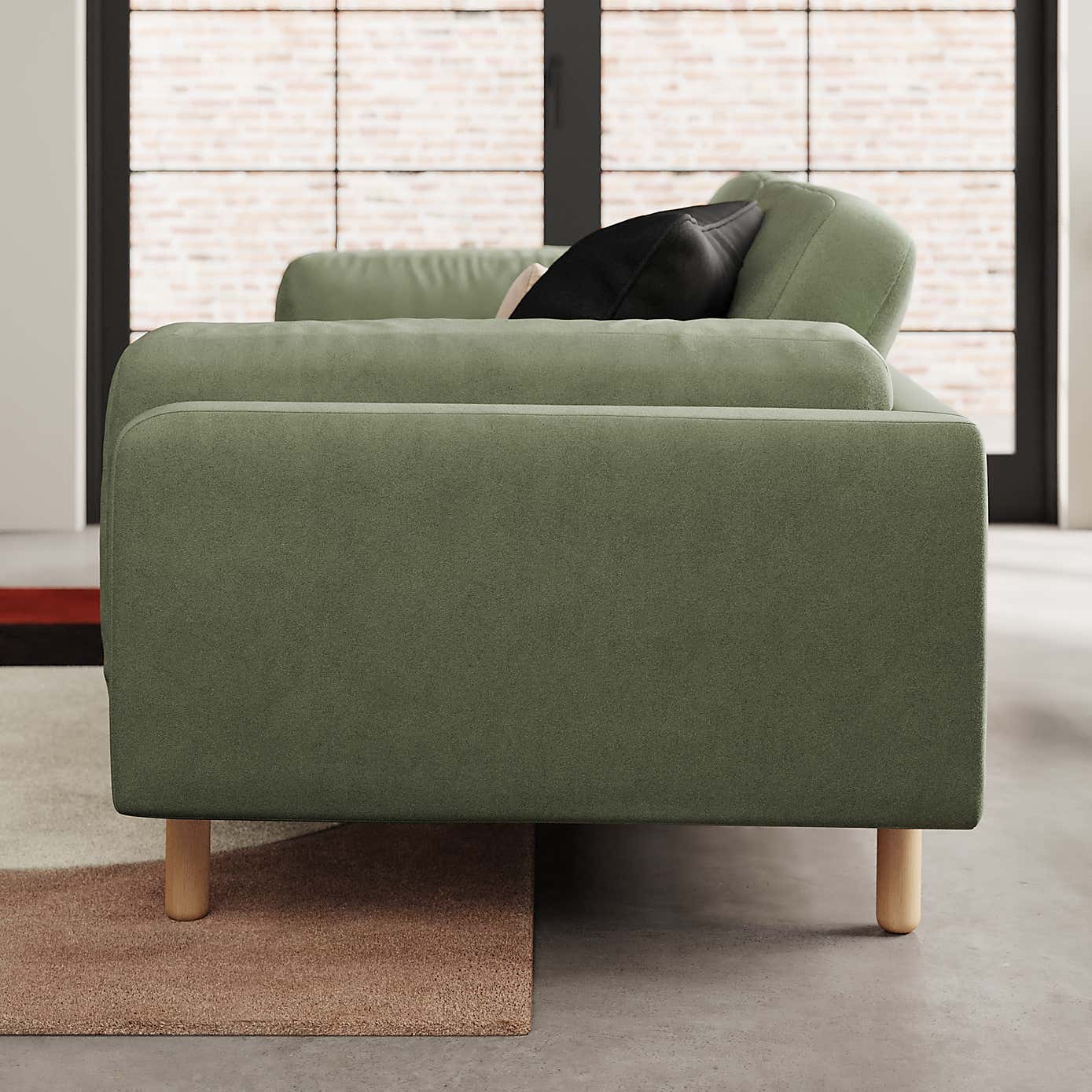 Newton Matte Plush Velvet 3 Seater Sofa