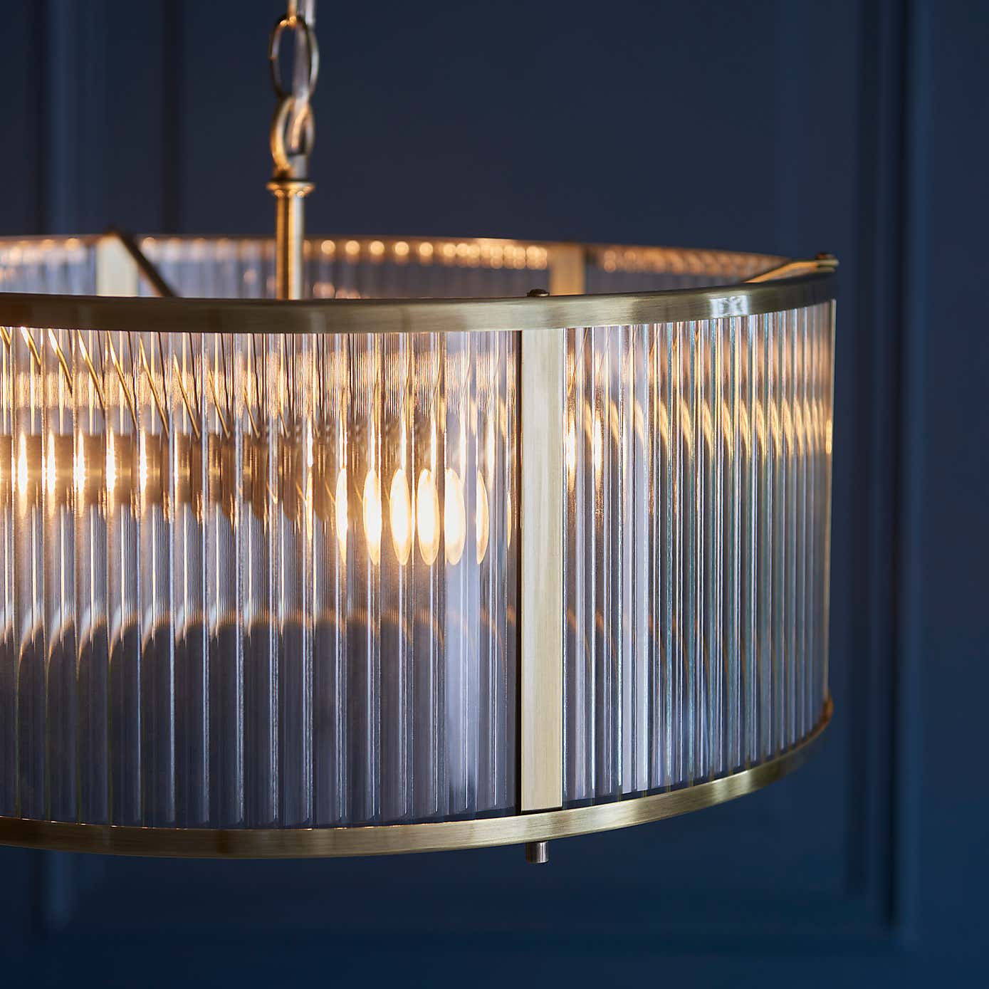 Vogue Hadley Ribbed 3 Light Pendant Light