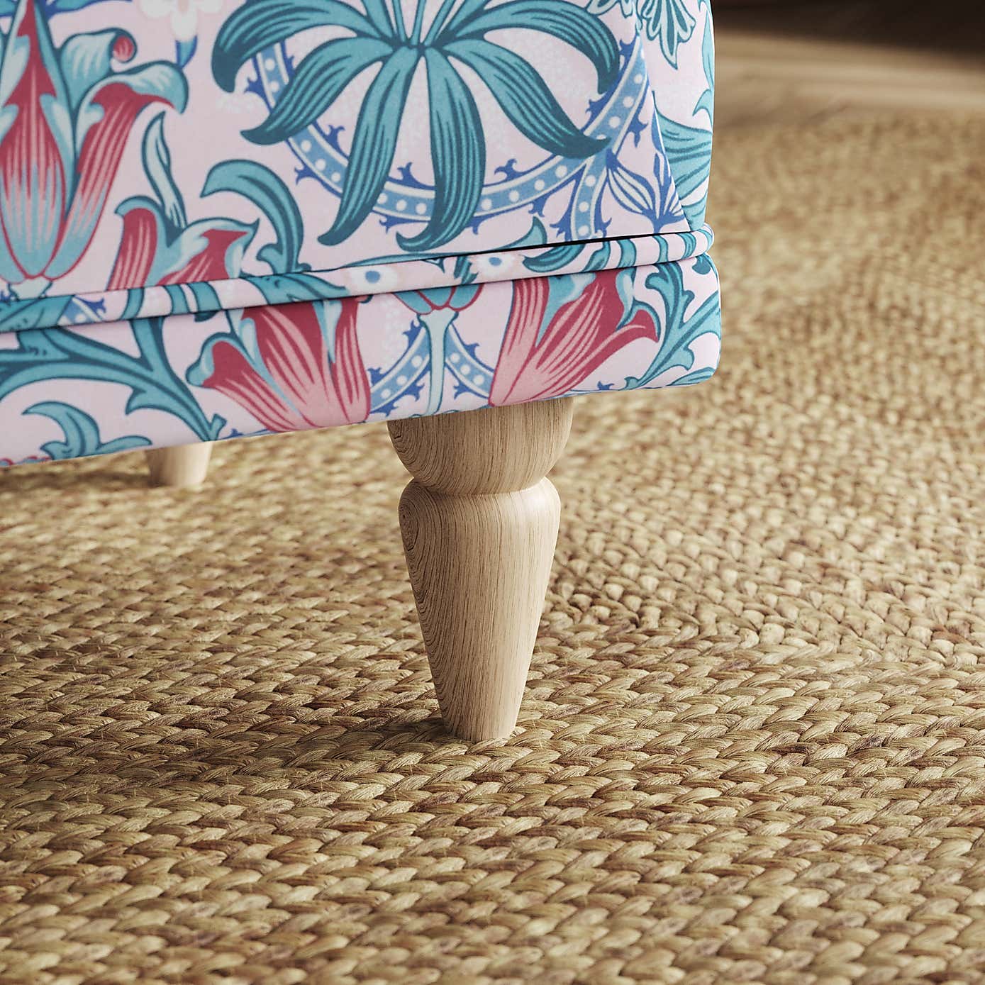 Jolene William Morris Woodland Weeds Print Velvet Footstool