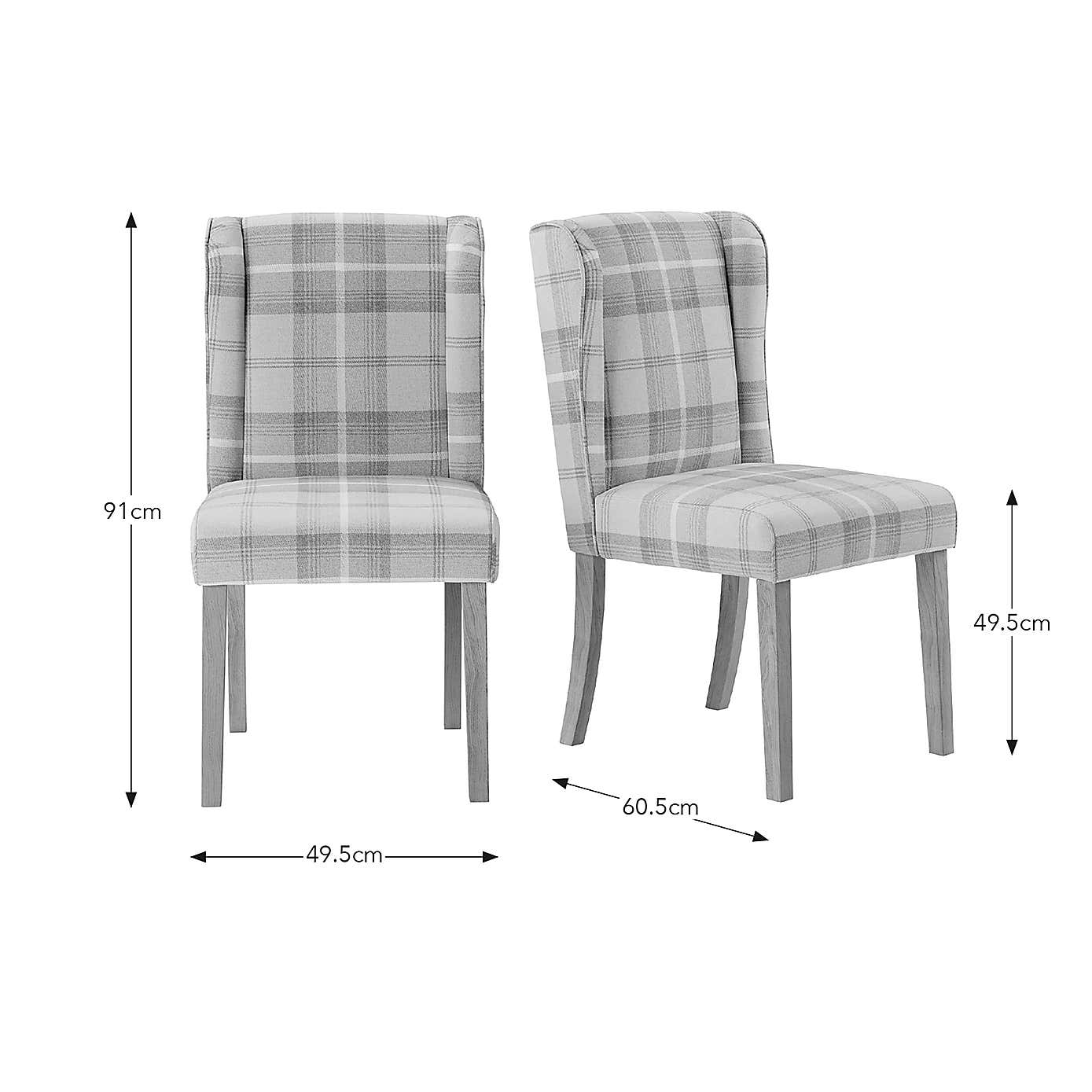 Oswald Set of 2 Country Check Dining Chairs