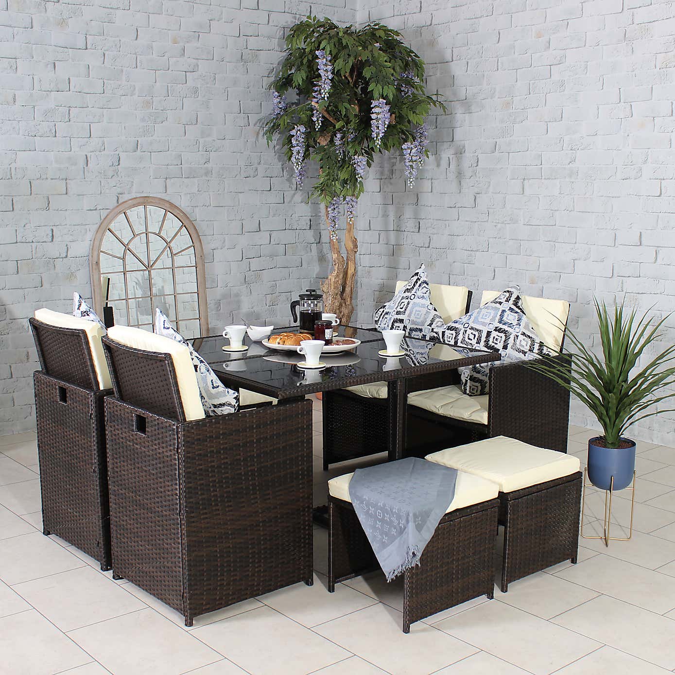 Cannes 8 Seater Brown Cube Set