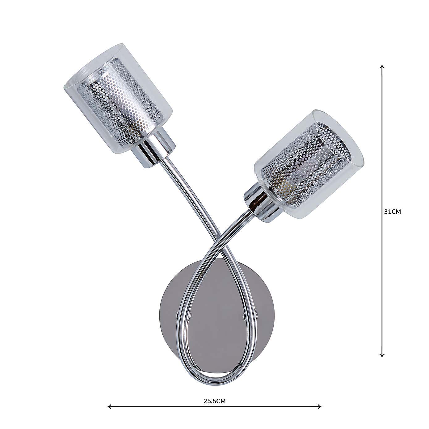 Grace 2 Light Chrome Wall Light