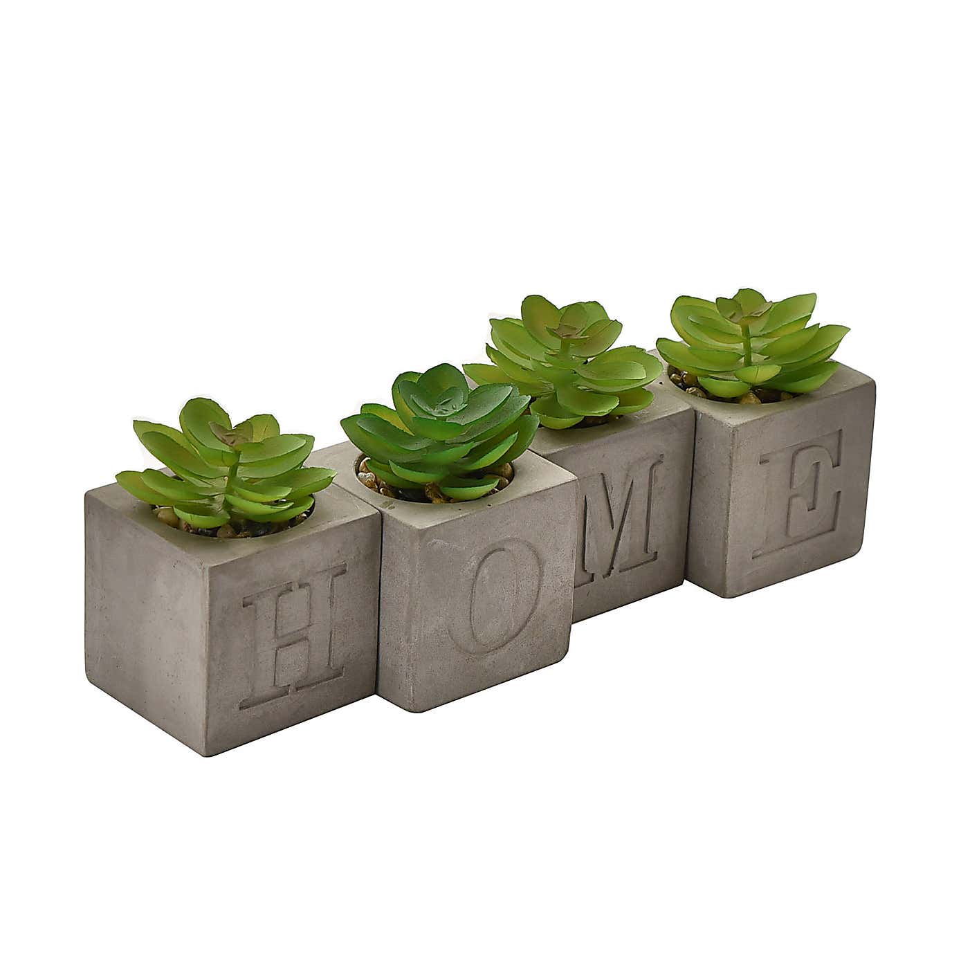 Hestia Set of 4 Artificial Succulents in a Cement Plant Pot