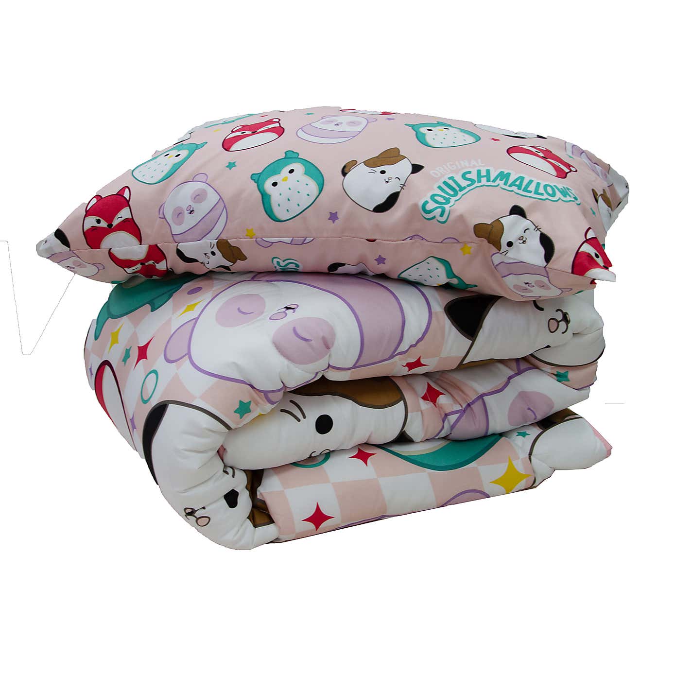 Squishmallows Logo 10.5 Tog Single Coverless Duvet and Pillowcase Set