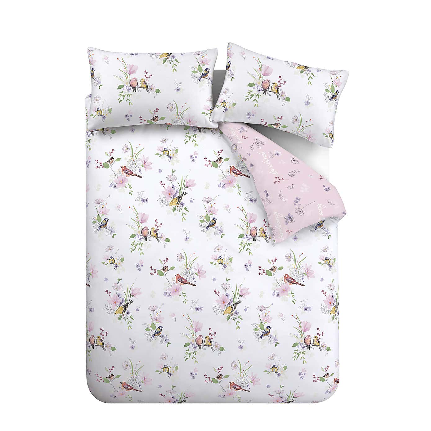 Catherine Lansfield Songbird Reversible Duvet Cover & Pillowcase Set