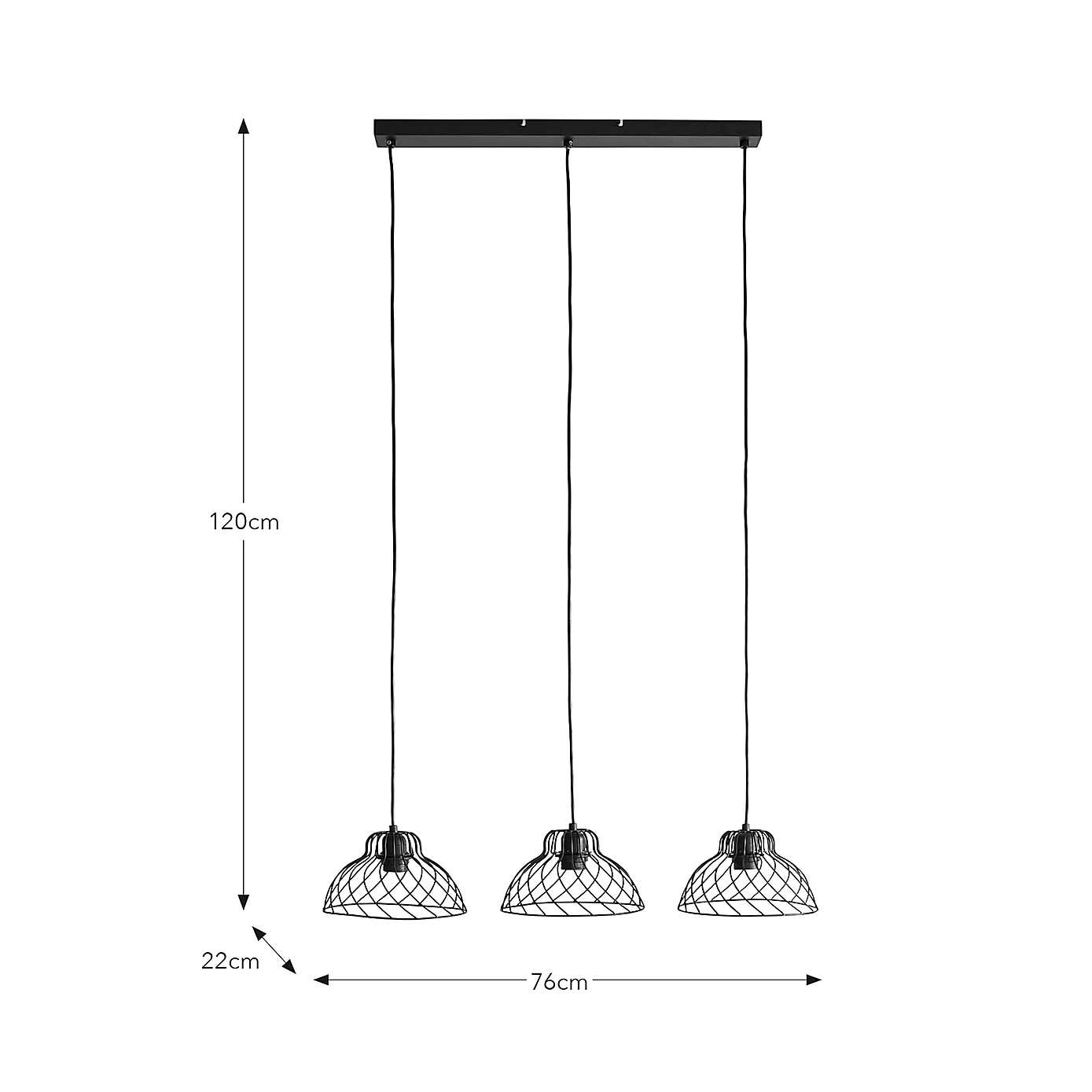 Austin Industrial 3 Light Diner Ceiling Light