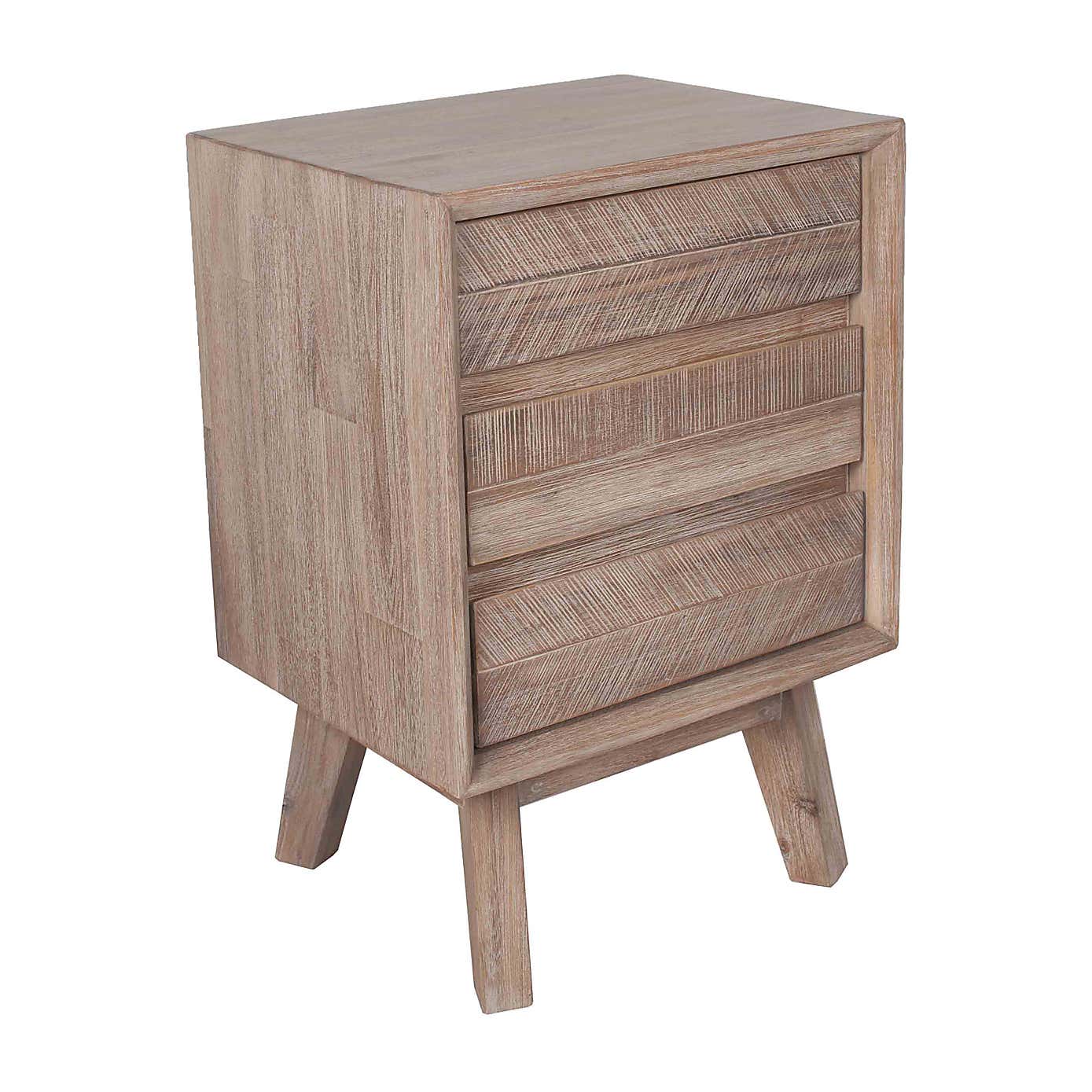 Pacific Kalmar 3 Drawer Bedside Table, Natural Acacia