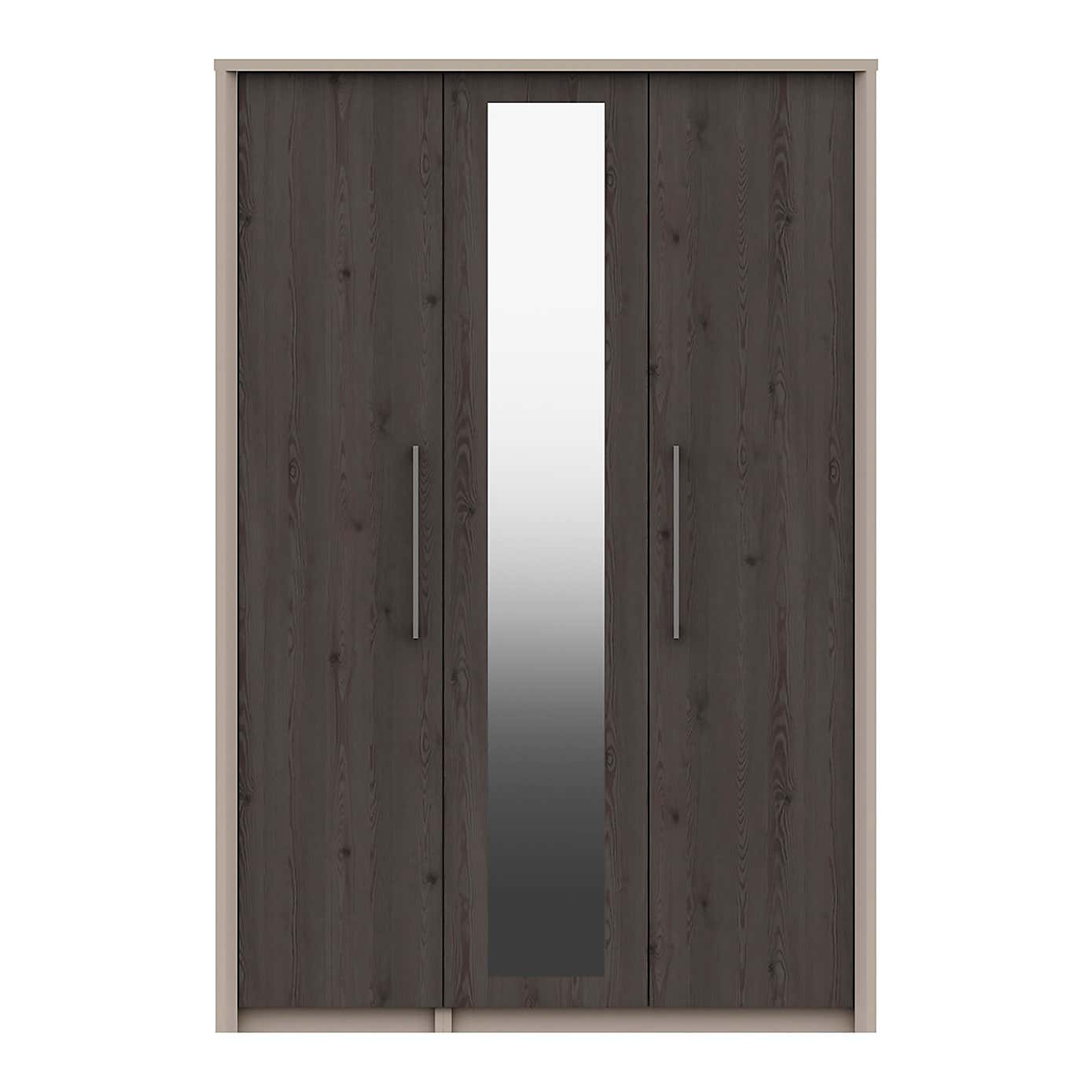 Dolan Grey Oak Effect 3 Door Mirrored Wardrobe