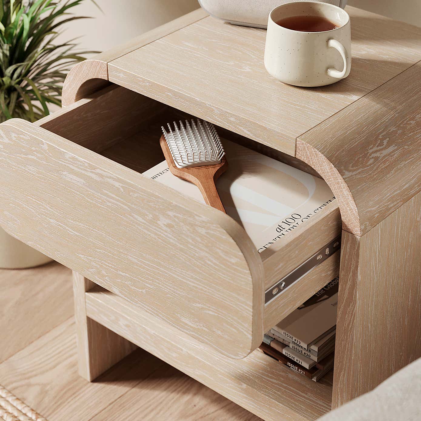 Bennett 1 Drawer Bedside Table, Light Oak