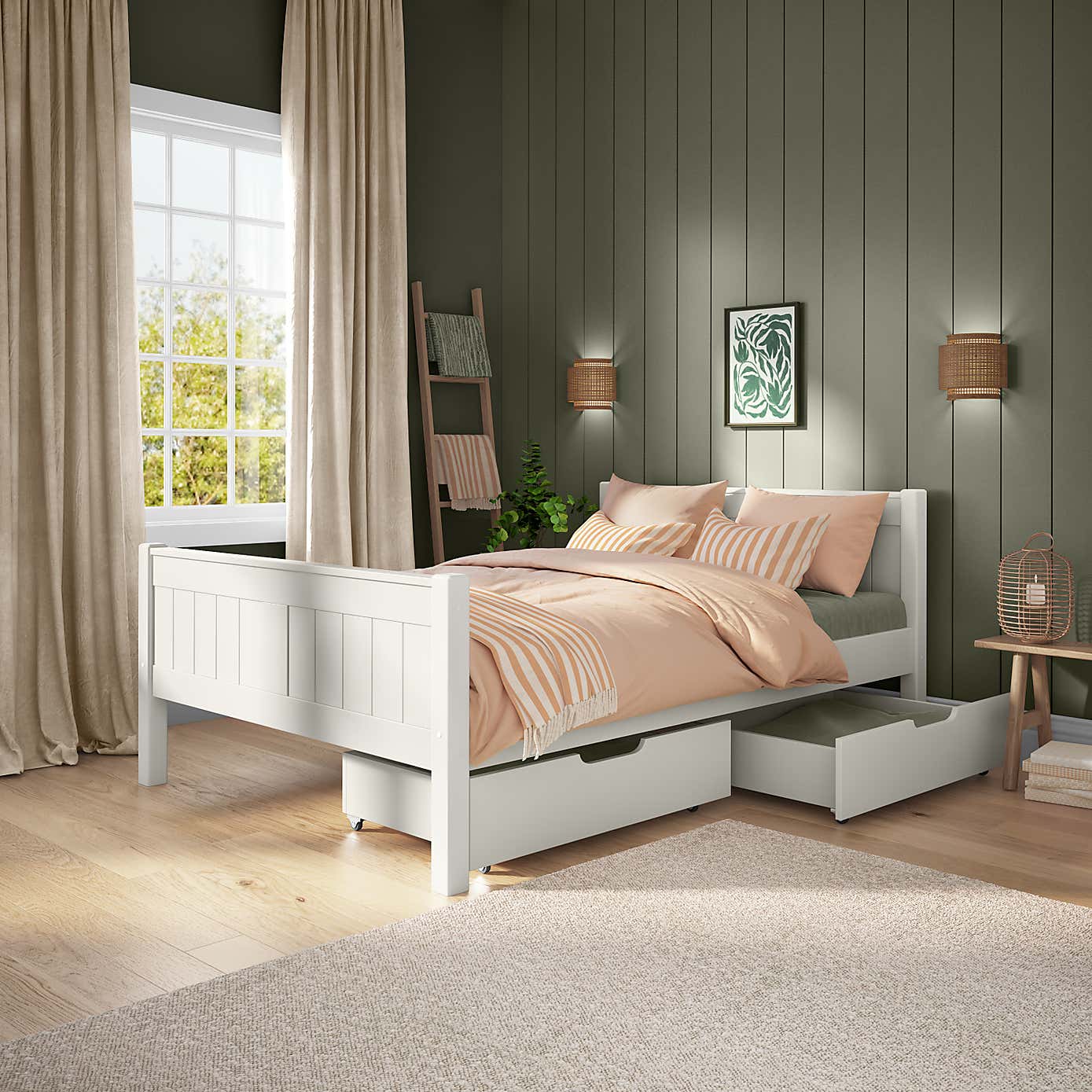 Stompa Pine Bed with 2 Underbed Drawers