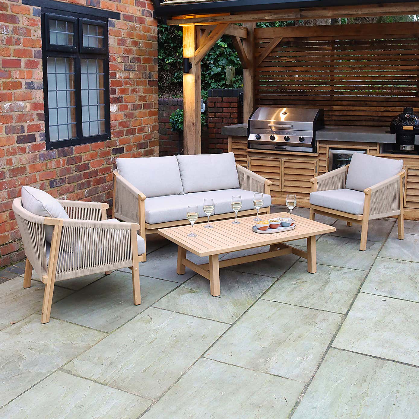 A.Mir 4 Seater Outdoor Double Lounger Set