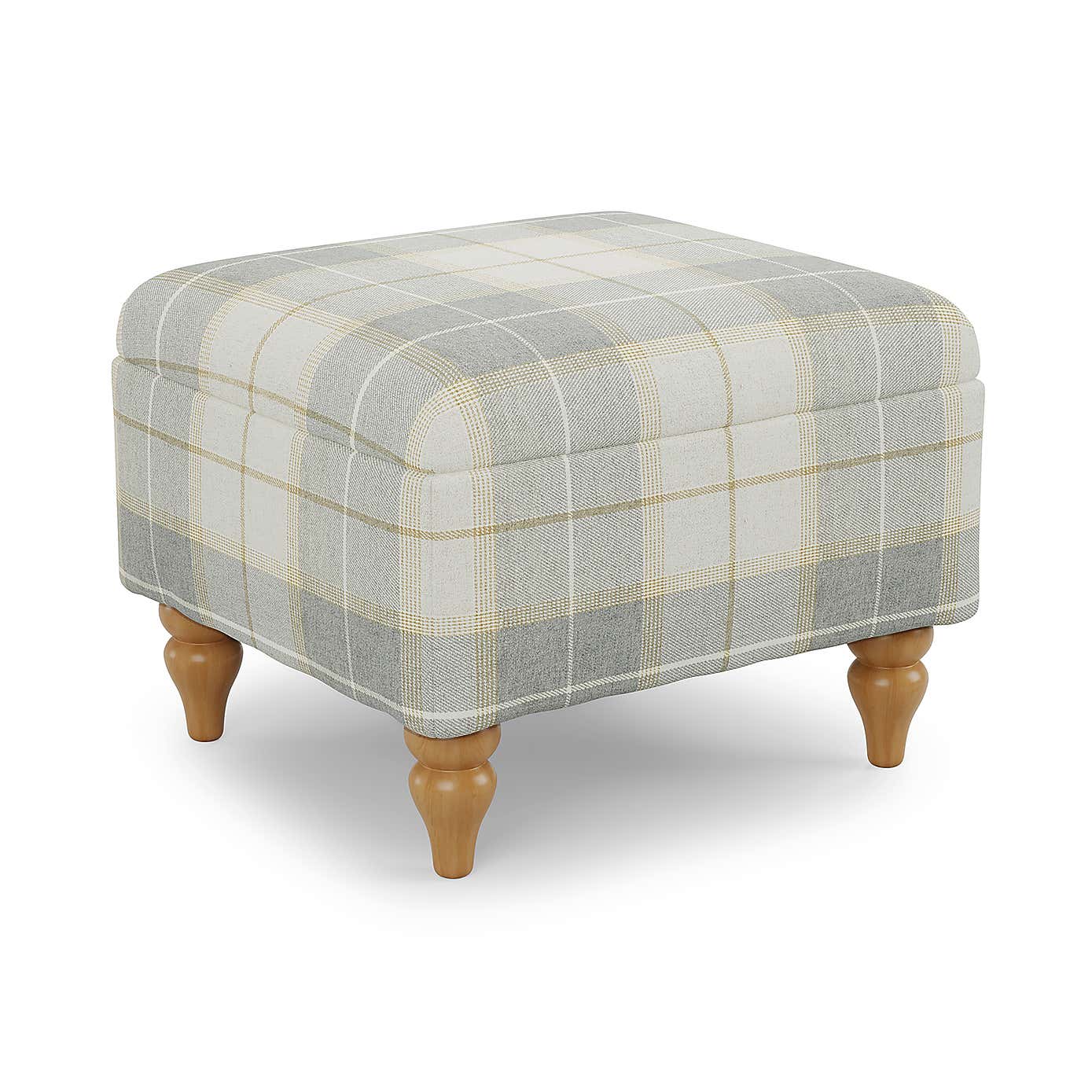 Oswald Check Footstool, Natural Grey