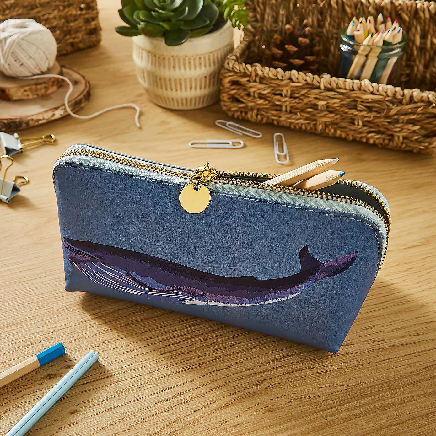 Recycled Leather Mammals Pencil Case