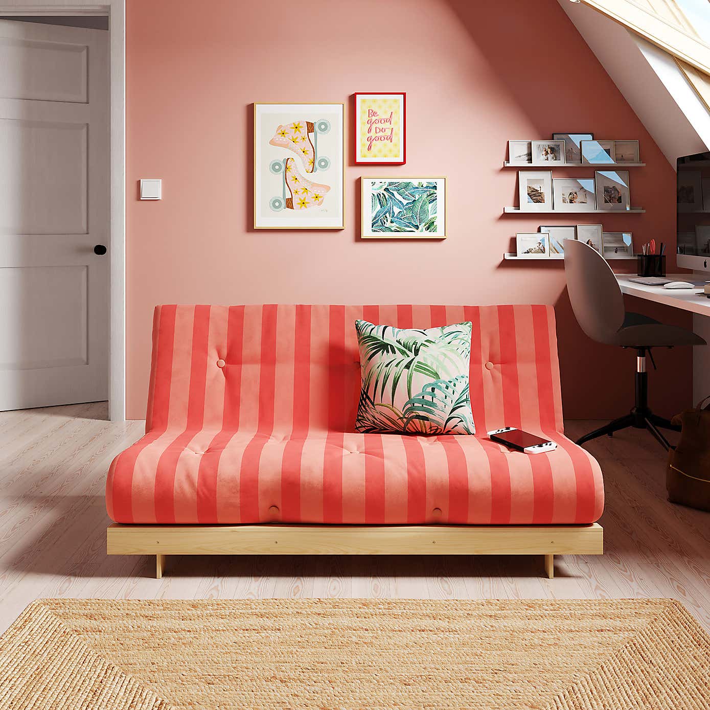 Mito Double Futon Stripe Pink