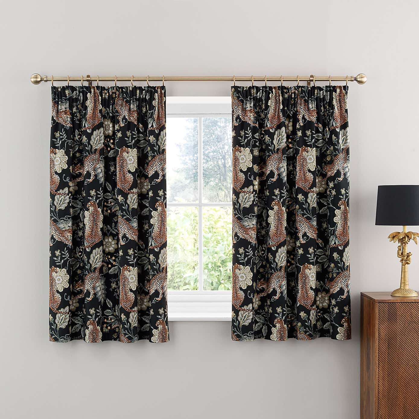 Paradise Cheetah Pencil Pleat Curtains