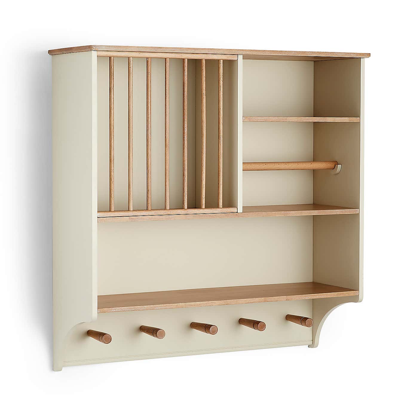 Churchgate Kitchen Wall Storage Unit with Plate Rack and Kitchen Roll Holder