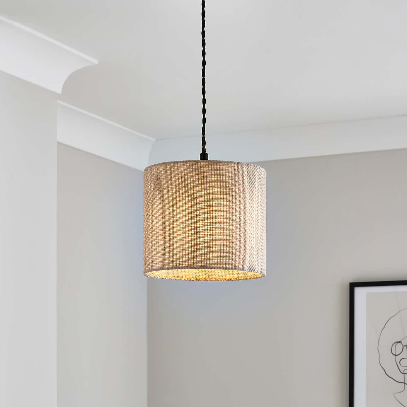 Barkweave Easy Fit Drum Lamp Shade