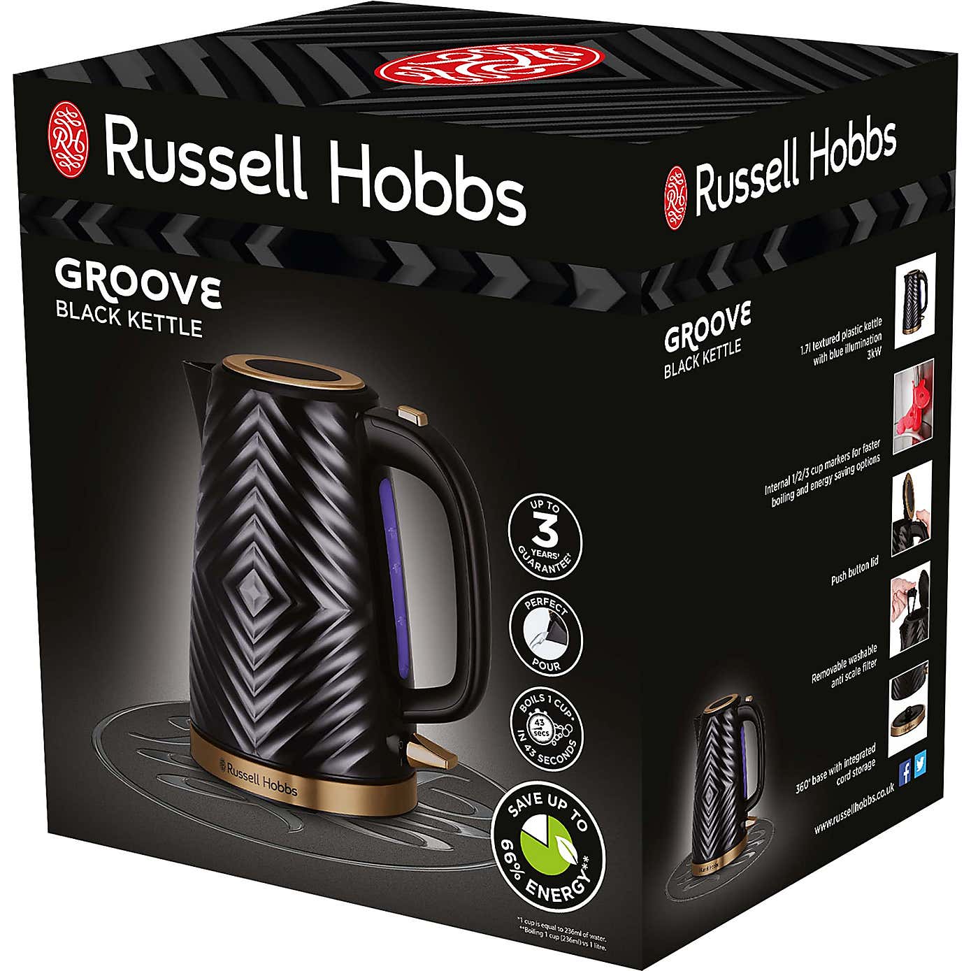 Russell Hobbs Groove Black Kettle