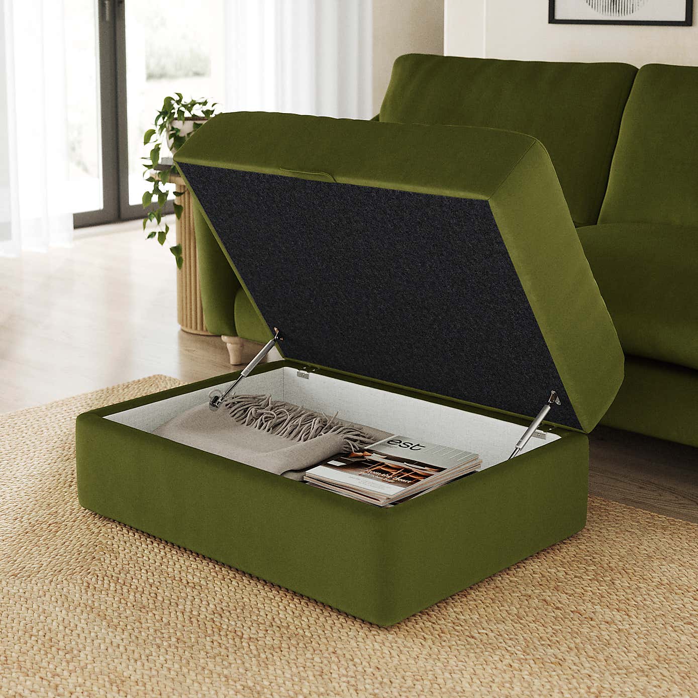 Hattie Matte Plush Velvet Storage Footstool