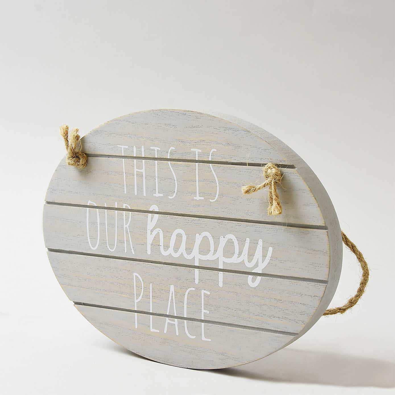 Grey Happy Place Hanging Plaque