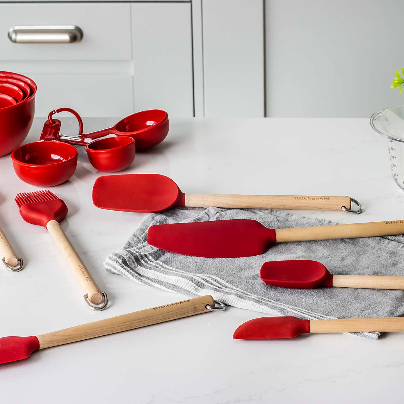 KitchenAid Birchwood & Red Silicone Spoon Spatula