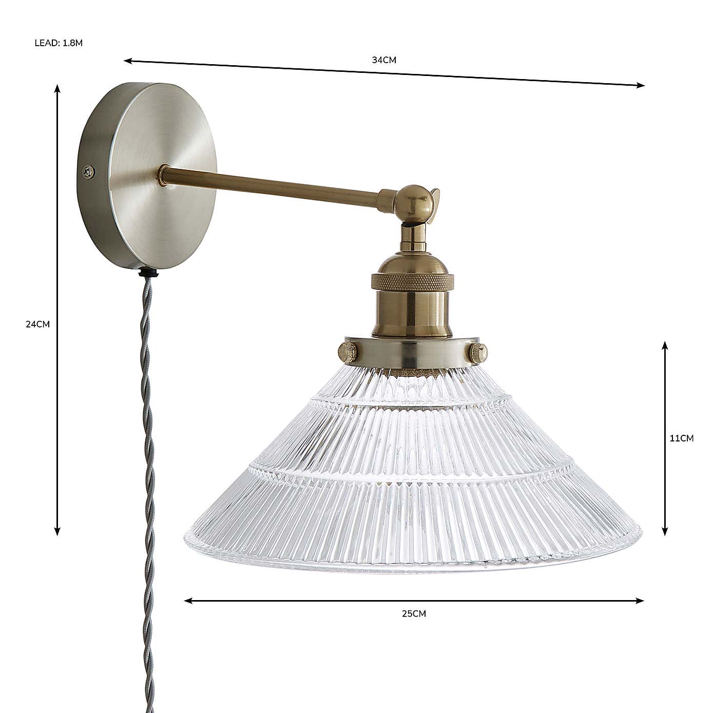 Logan Glass Plug In Easy Fit Wall Light