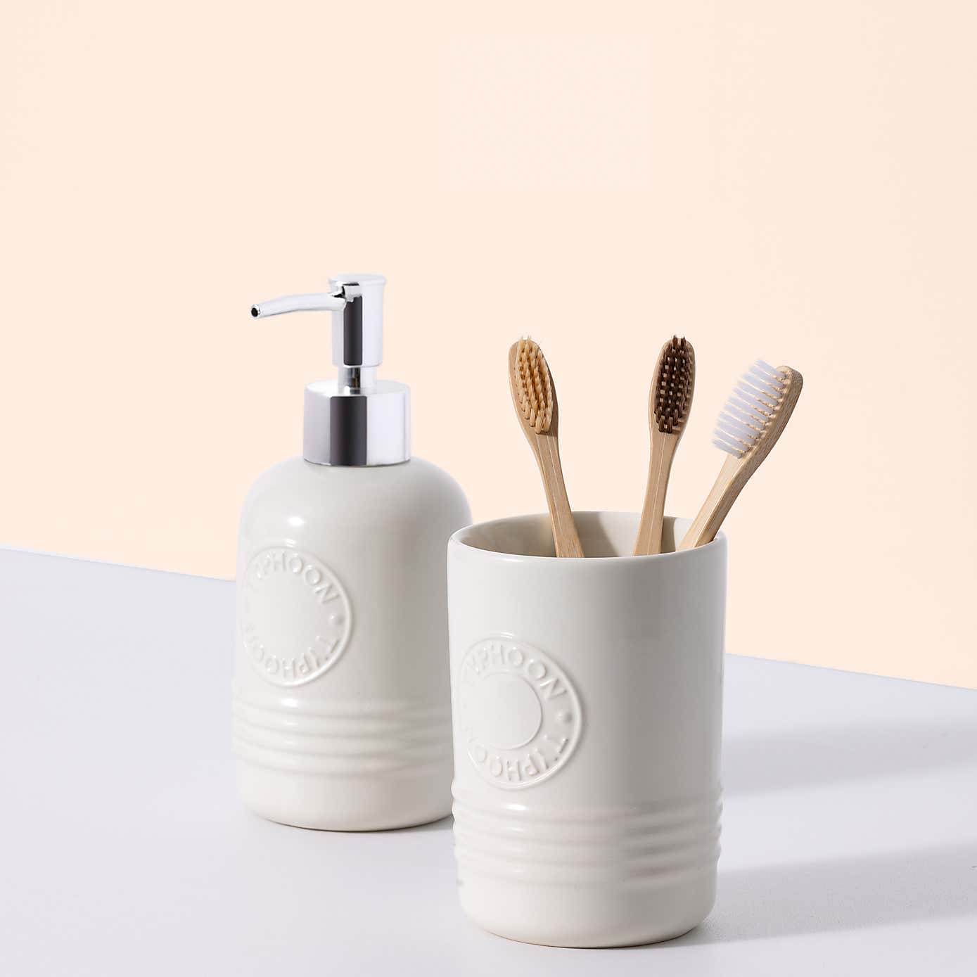 Typhoon Living Cream Soap Dispenser & Tumbler Set