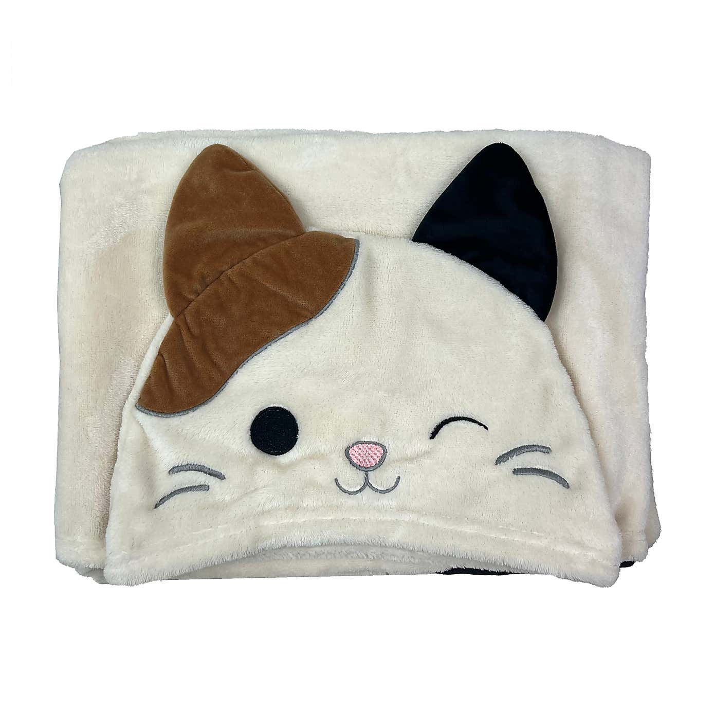 Kids Squishmallows Camcat 3D Hooded Fleece Blk