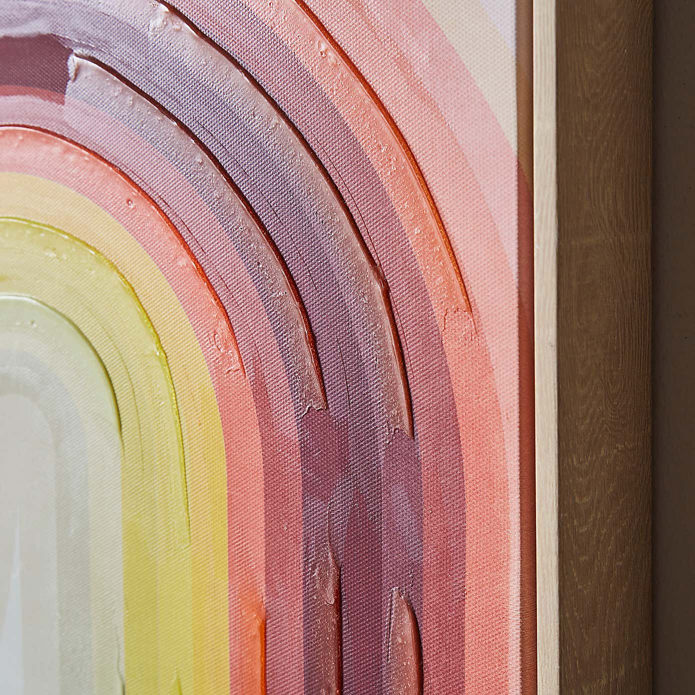 Set of 2 Retro Stripe Hand Finished Framed Canvases