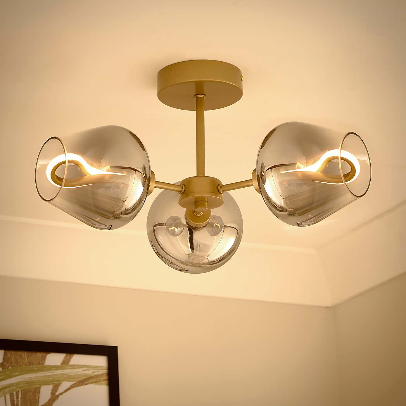 Aurora 3 Light Semi Flush LED Ceiling Light
