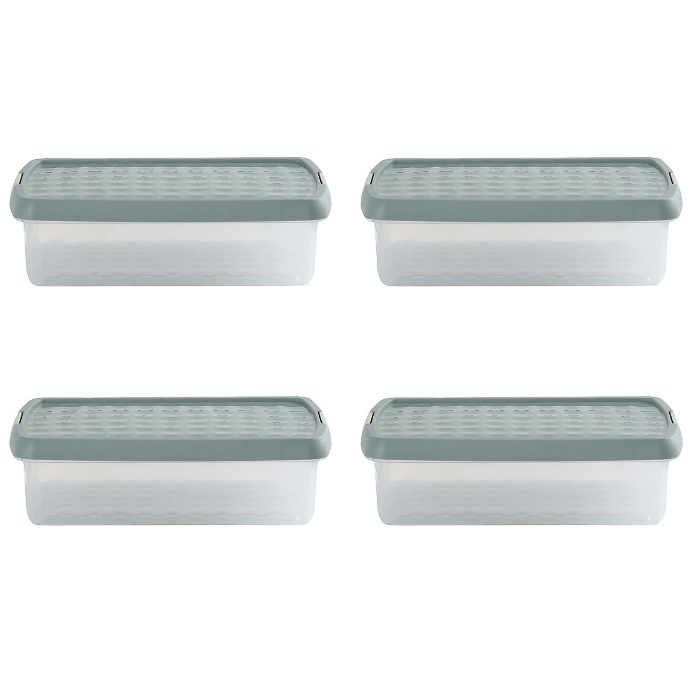 Wham Clip Pack of 4 Rectangle Storage Boxes With Lids