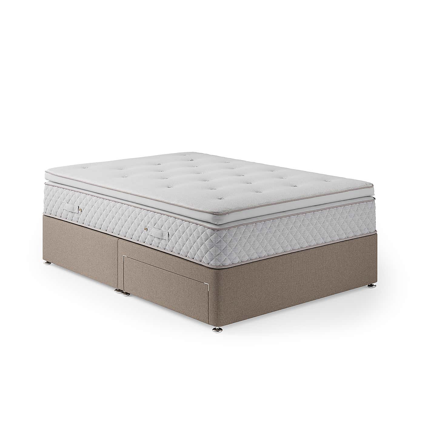 Fogarty Open Coil Memory Pillowtop Mattress and Divan Set, Faux Linen