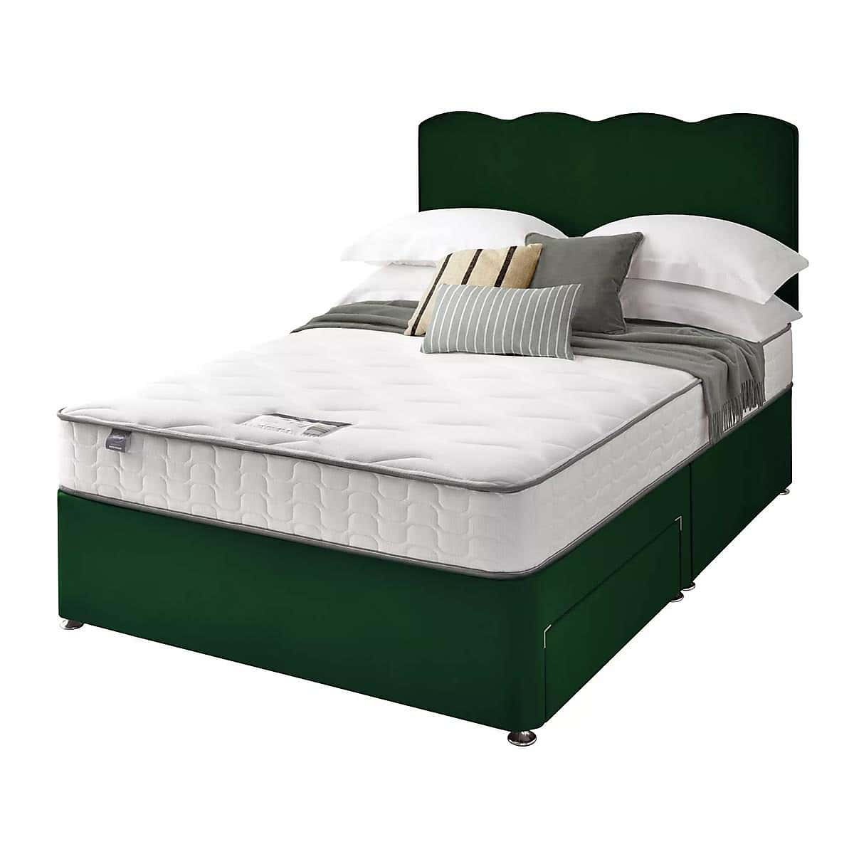 Silentnight 2 Drawer Divan Bed With Velvet Wave Headboard