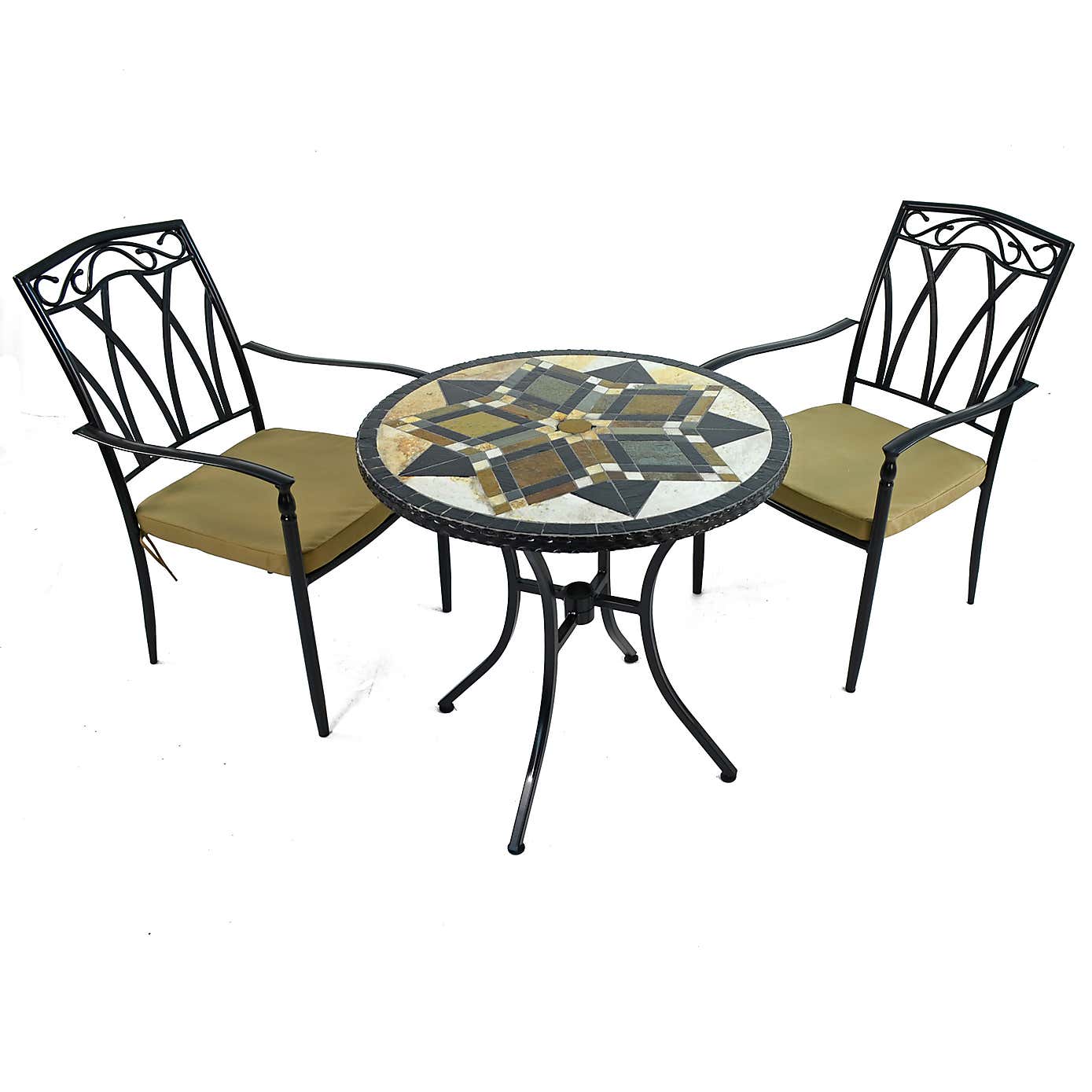 Dallas 76cm Bistro Table Set with 2 Austin Chairs