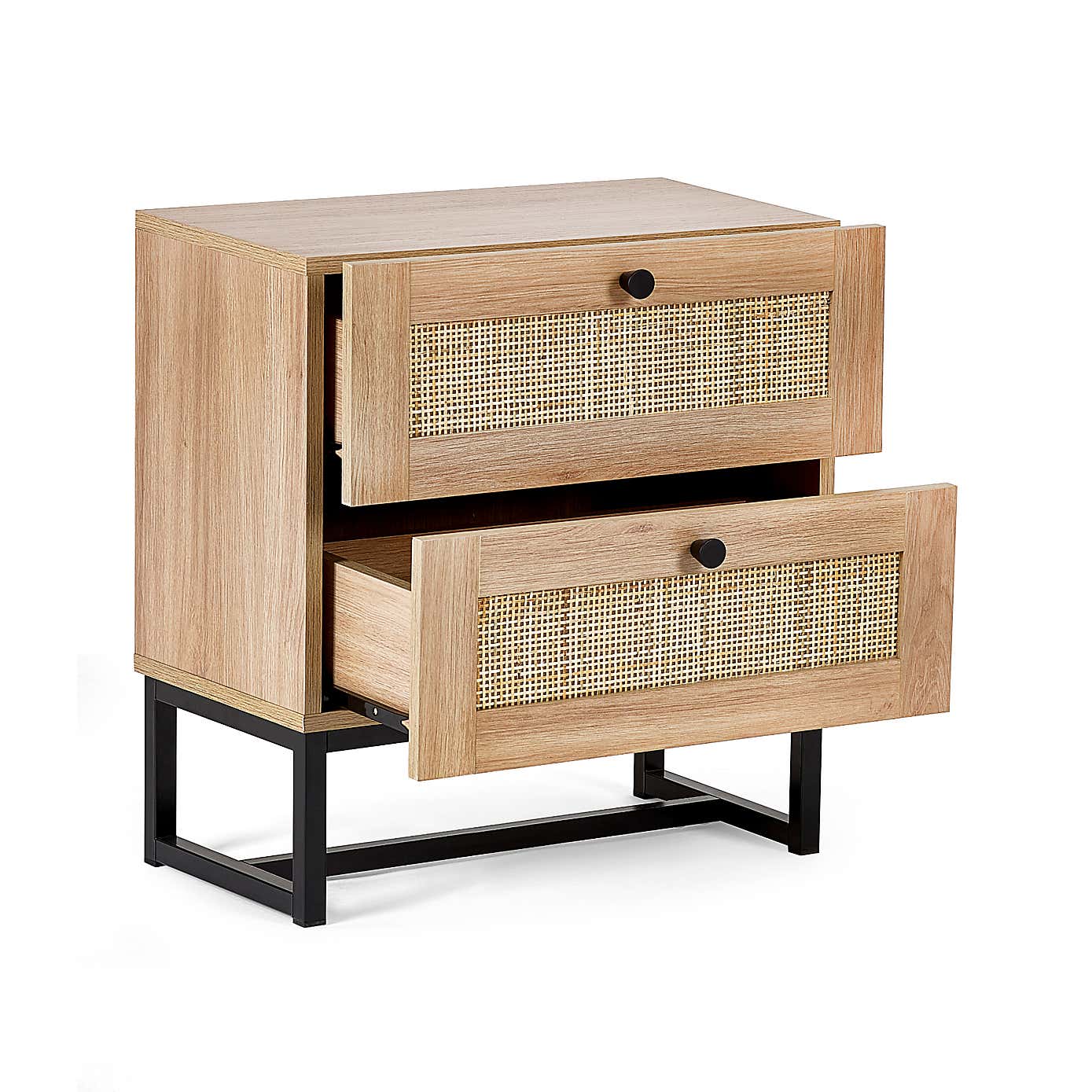 Hollis 2 Drawer Oak Bedside Table