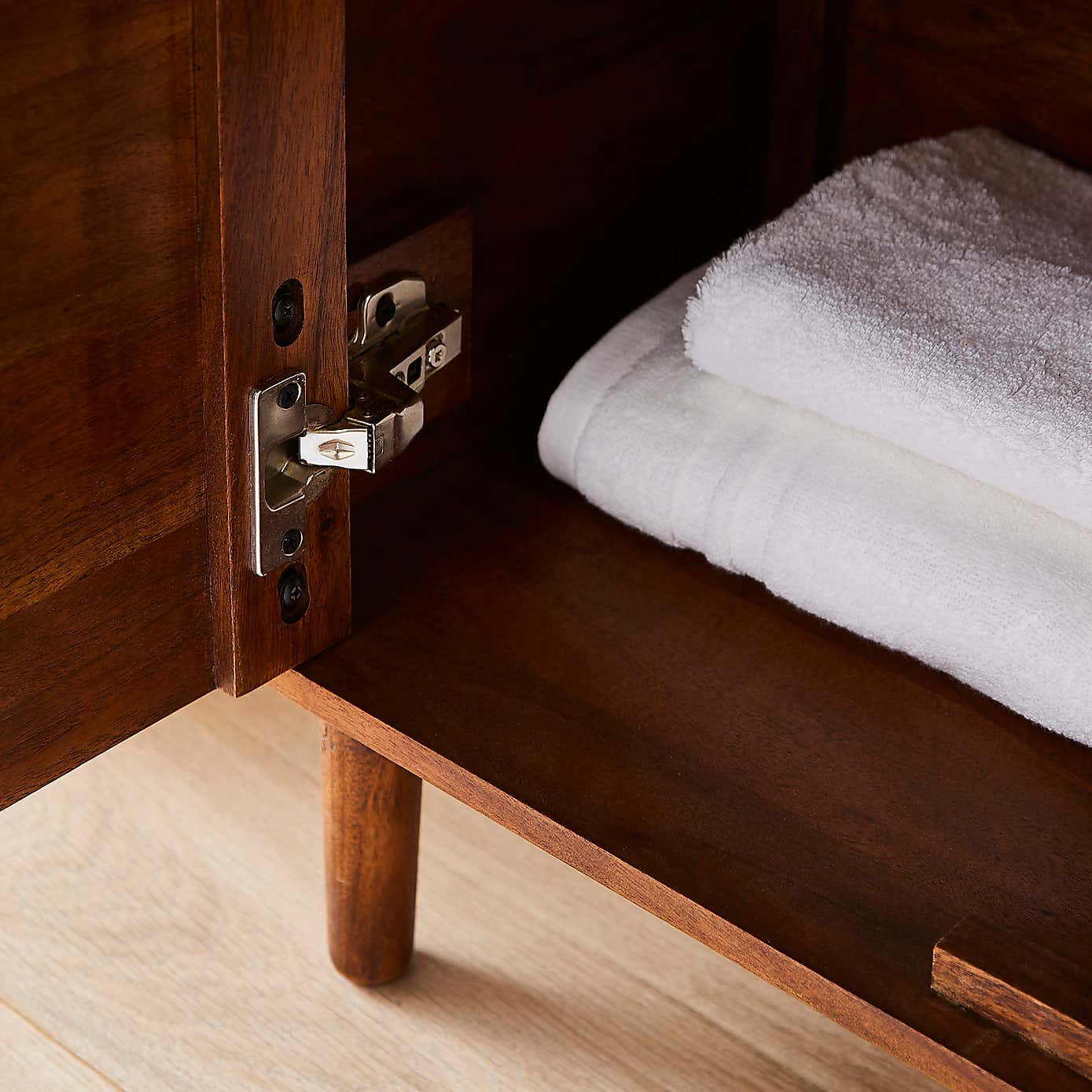 Alani 2 Door Bathroom Cabinet, Acacia Wood