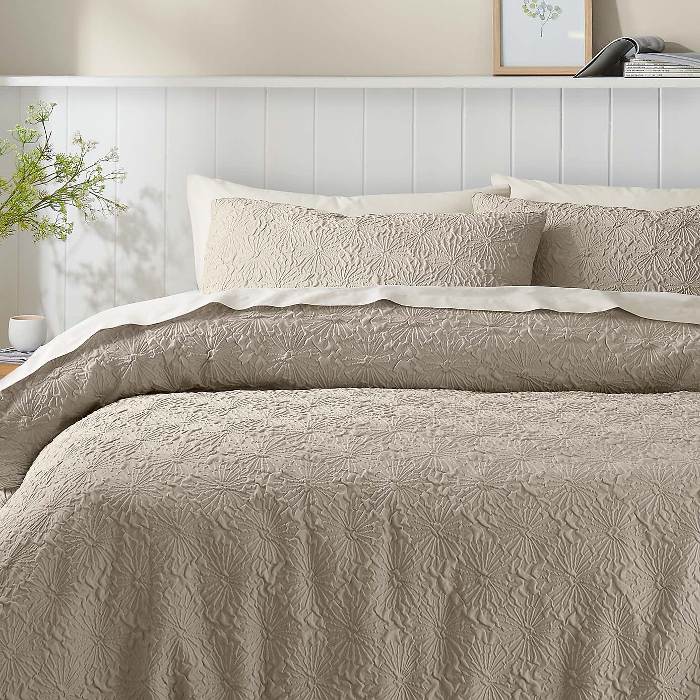 Astra Textured Floral Duvet Cover and Pillowcase Set