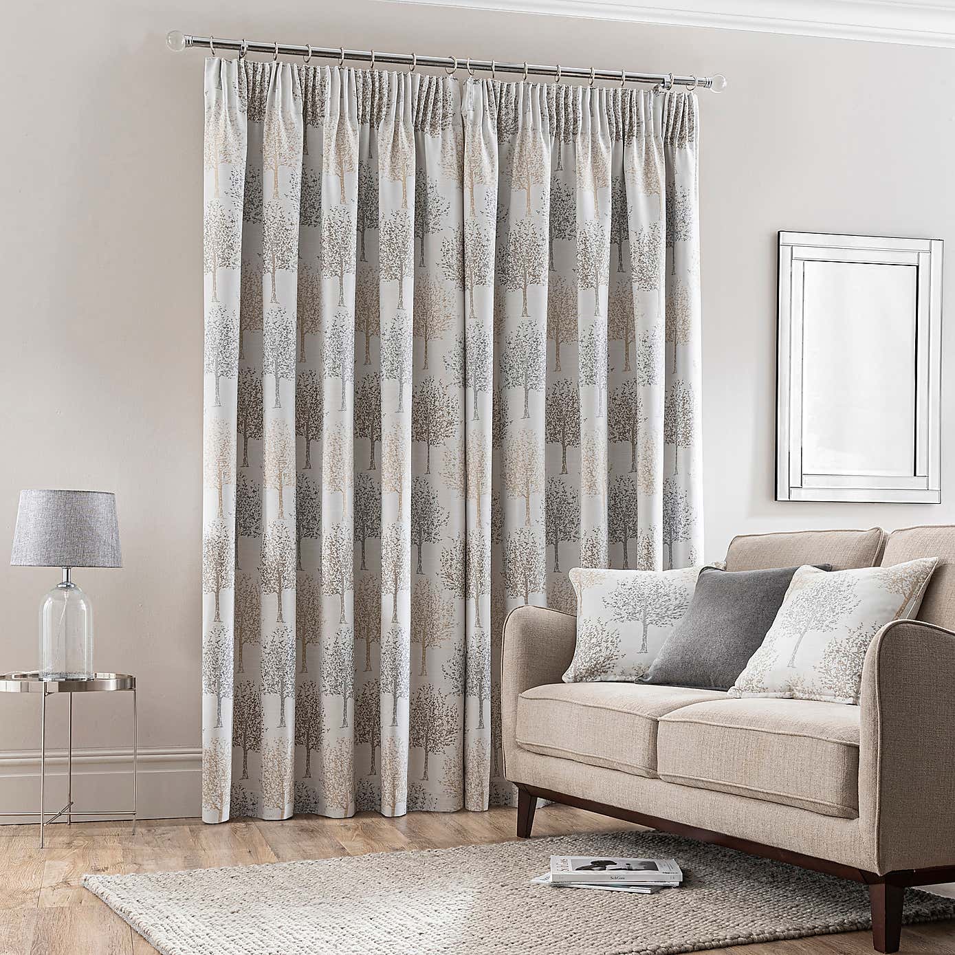 Jacquard Trees Pencil Pleat Curtains