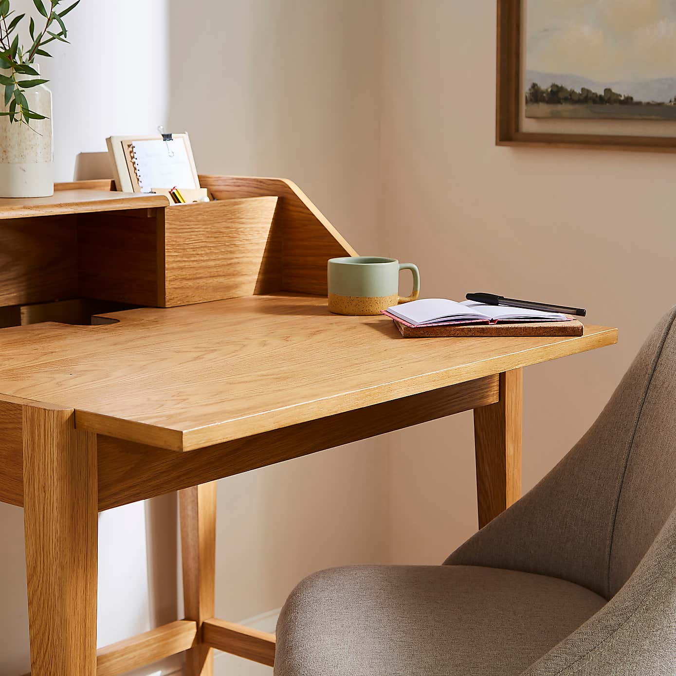 Knowle Compact Pull Out Oak Desk