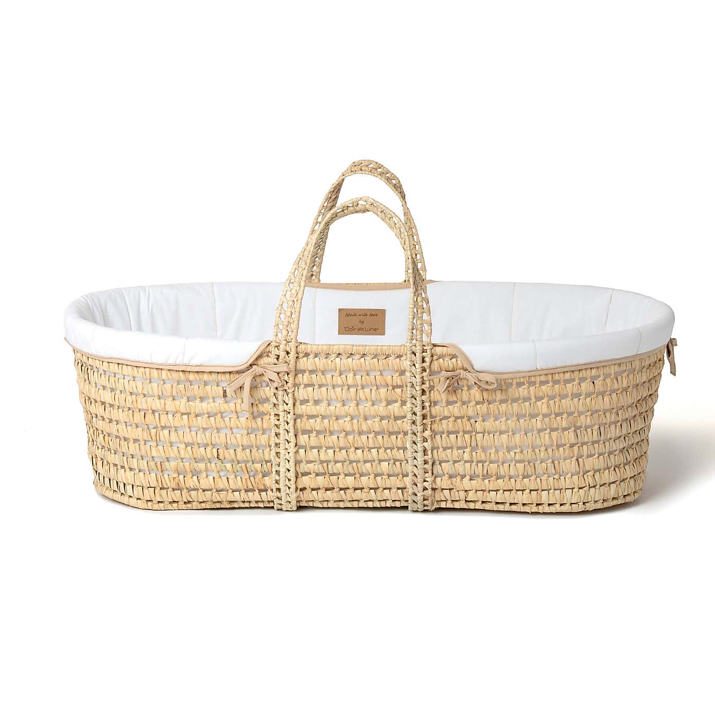 Clair de Lune Organic Palm Moses Basket With Natural Rocking Stand