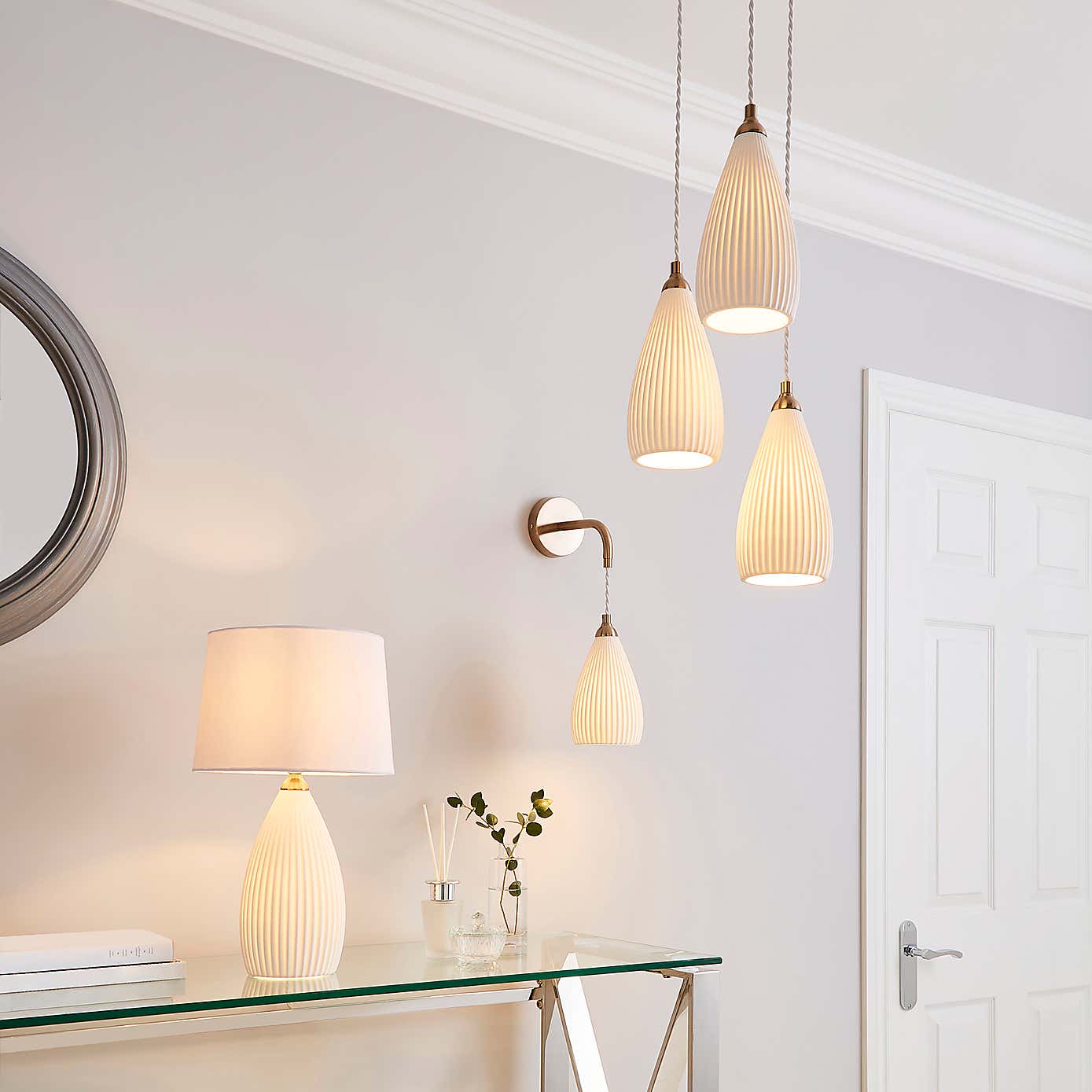 Dorma Ribbed Porcelain Wall Light