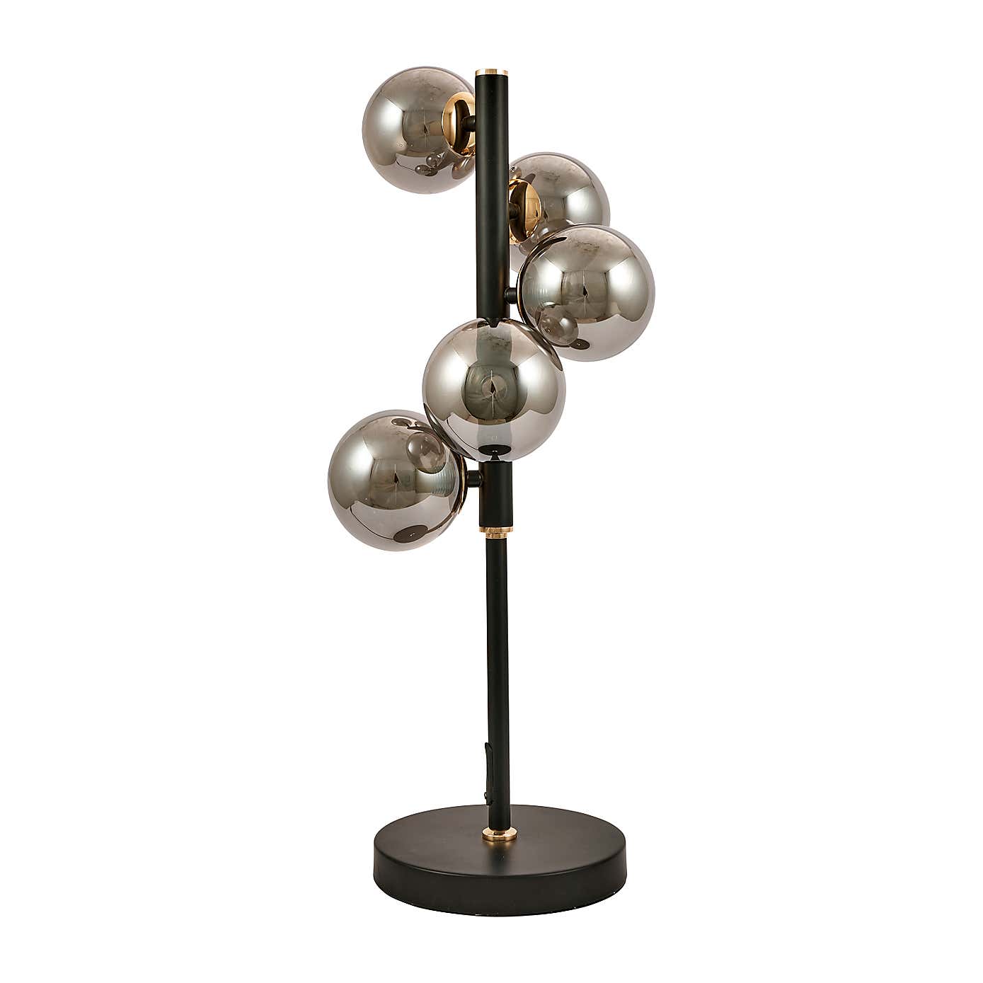 Blair Smoke Glass Ball and Black Metal Table Lamp