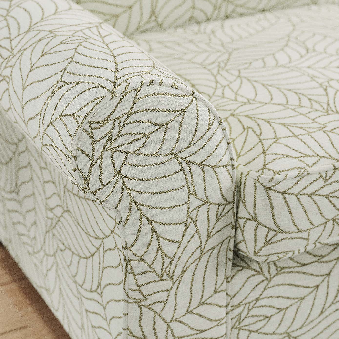 Flori 2 Seater Sofa, Leaf Print Fabric