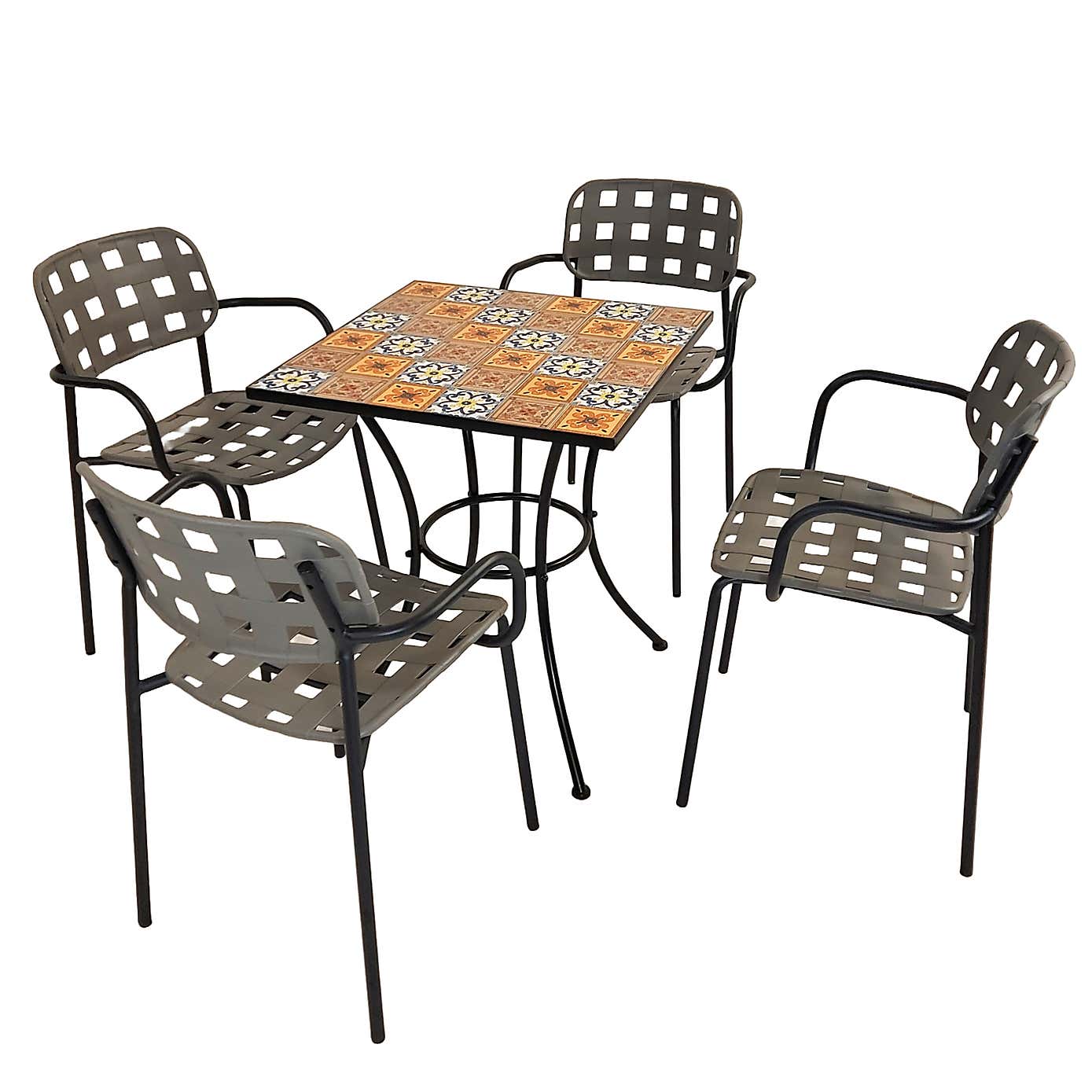 Summer Terrace Torrington Square Patio Table with 4 Karin Chairs