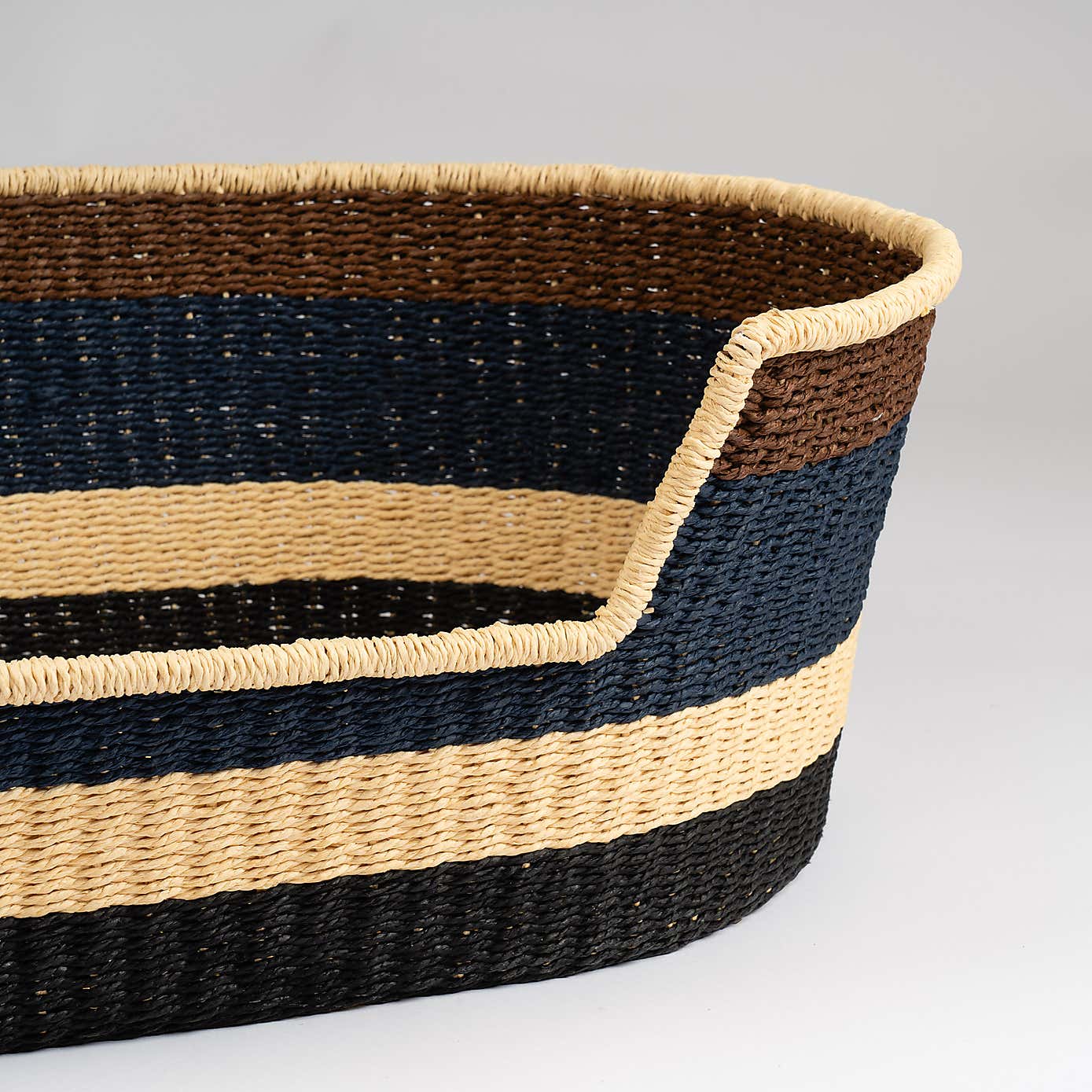 Navy and Brown Stripe Woven Pet Bed