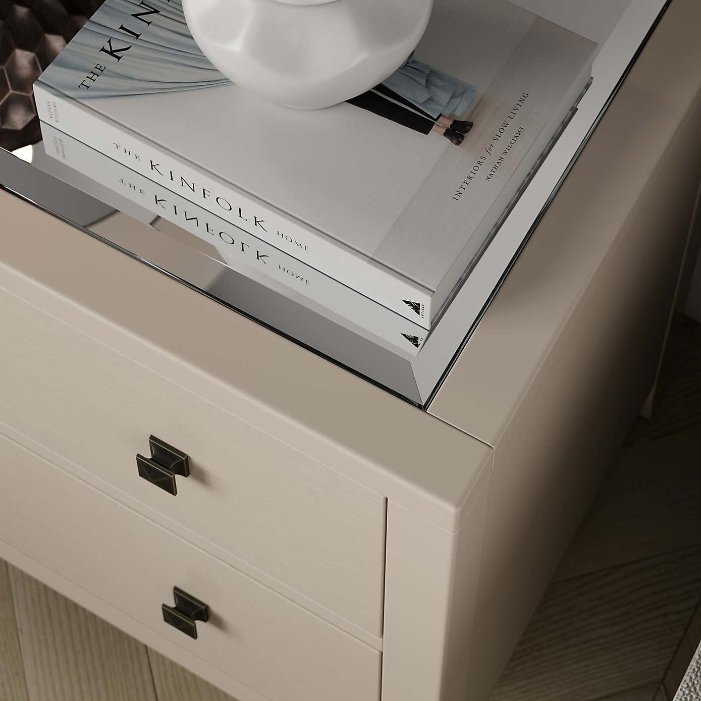 Malone Wide 2 Drawer Bedside Table, Natural