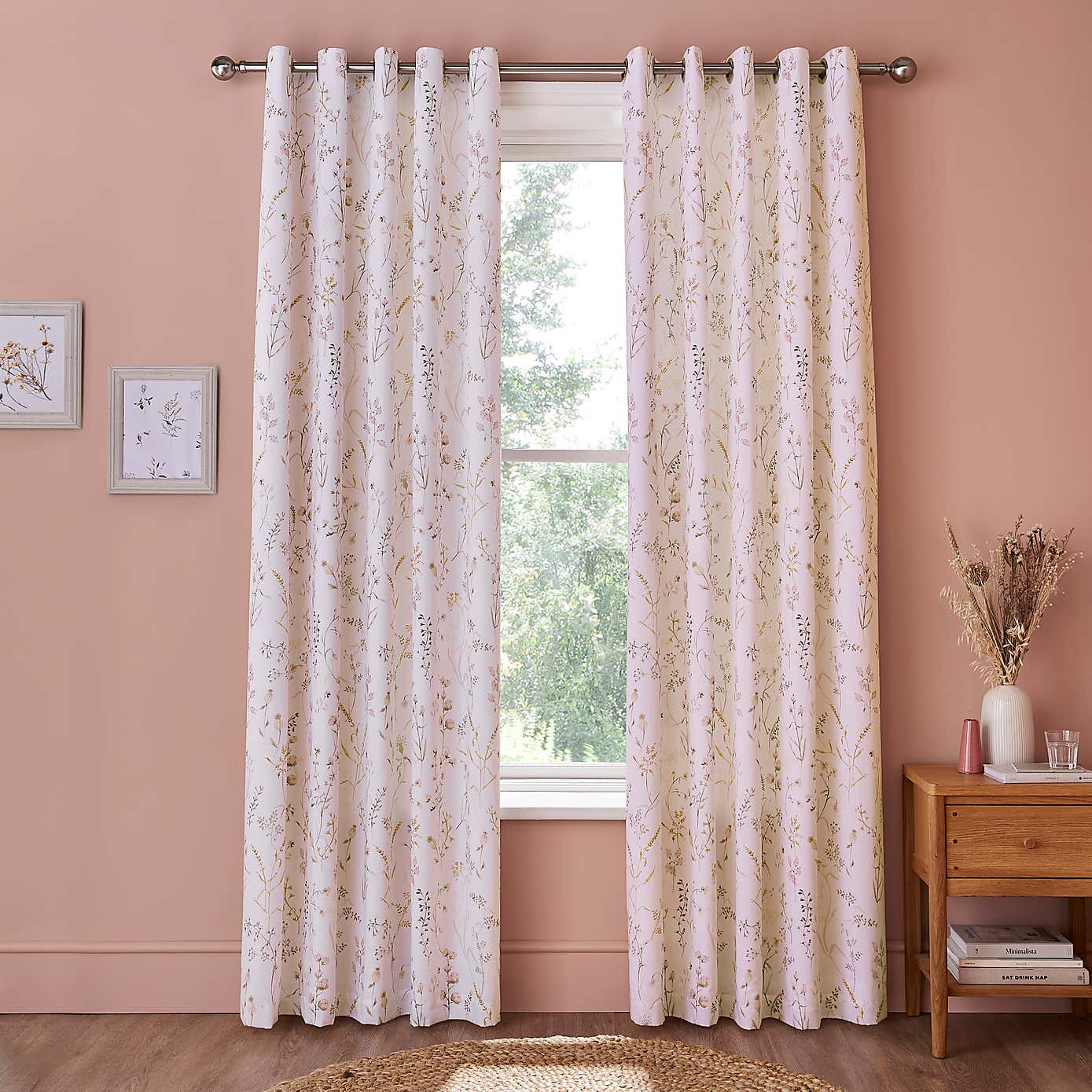 Freya Stem Floral Cotton Eyelet Curtains