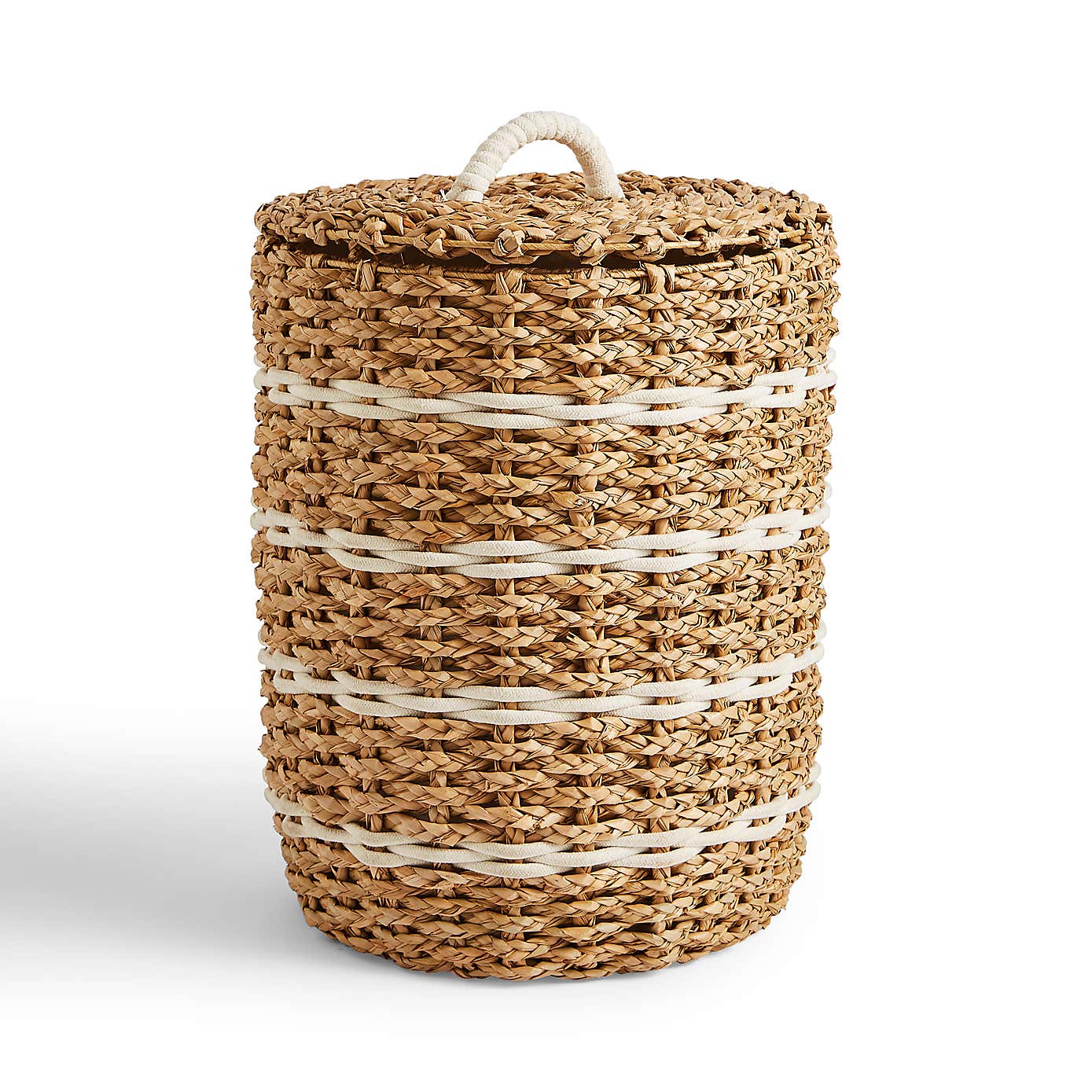 Rope White Stripe Rush Laundry Basket